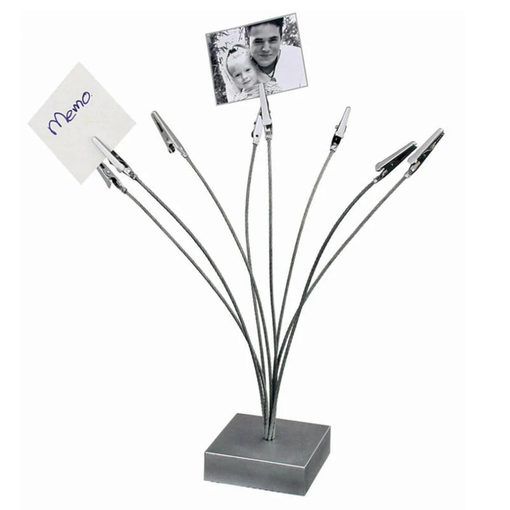Home Cube Base 8-branch Tree Style Memo/Card/Paper/Photo Holder Table Number Holder For Wedding Party (Silver)